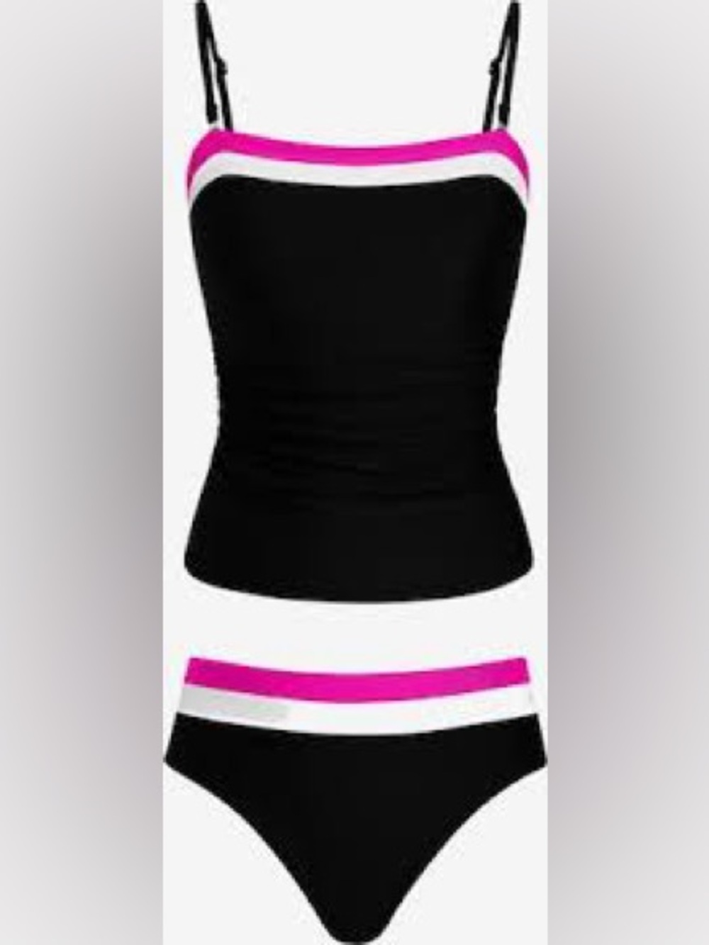 Cupshe Black Tankini With Removable Straps Size L NWT - Picture 5 of 5